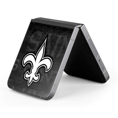 NFL New Orleans Saints Black & White Galaxy Z Flip6 Skin