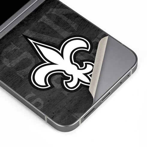 NFL New Orleans Saints Black & White Galaxy Z Flip6 Skin