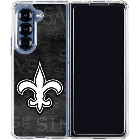NFL New Orleans Saints Black & White Galaxy Z Fold6 Clear Case