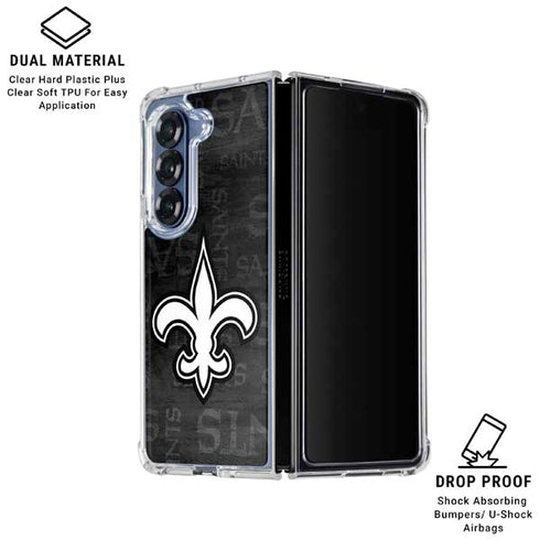 NFL New Orleans Saints Black & White Galaxy Z Fold6 Clear Case