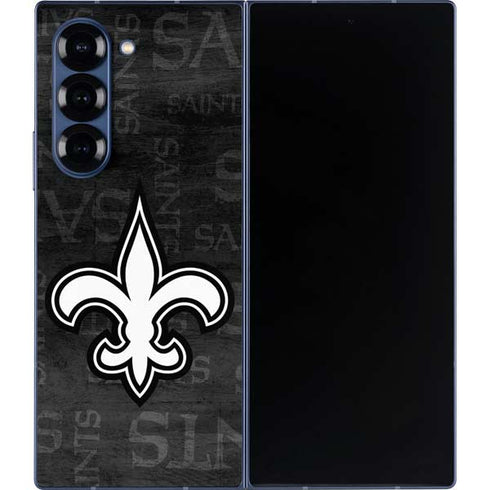 NFL New Orleans Saints Black & White Galaxy Z Fold6 Skin