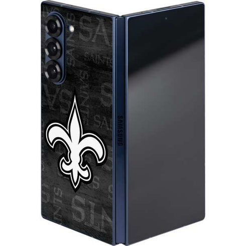 NFL New Orleans Saints Black & White Galaxy Z Fold6 Skin
