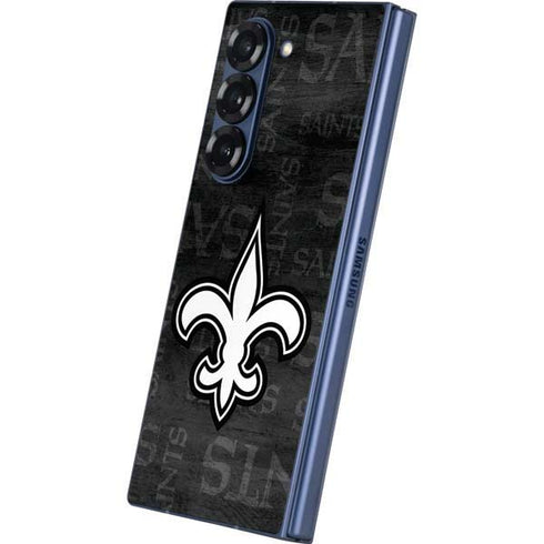 NFL New Orleans Saints Black & White Galaxy Z Fold6 Skin