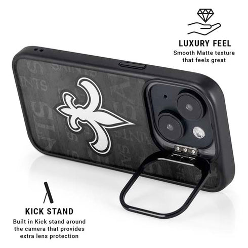 NFL New Orleans Saints Black & White iPhone 13 Kickstand Case