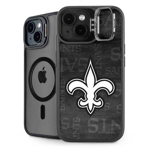 NFL New Orleans Saints Black & White iPhone 14 Kickstand Case