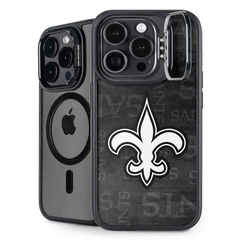 NFL New Orleans Saints Black & White iPhone 14 Pro Max Kickstand Case