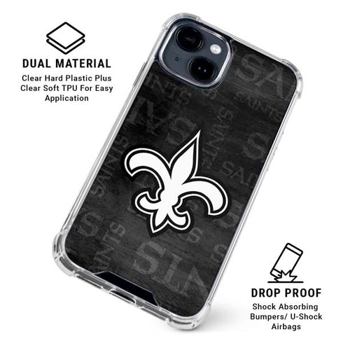 NFL New Orleans Saints Black & White iPhone 15 Clear Case