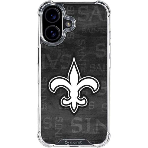 NFL New Orleans Saints Black & White iPhone 16 Clear Case