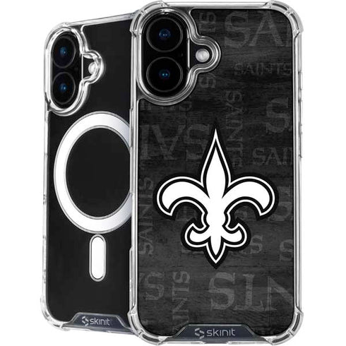 NFL New Orleans Saints Black & White iPhone 16 MagSafe Case