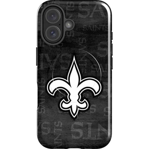 NFL New Orleans Saints Black & White iPhone 16 Magsafe Impact Case