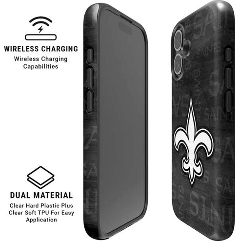 NFL New Orleans Saints Black & White iPhone 16 Magsafe Impact Case
