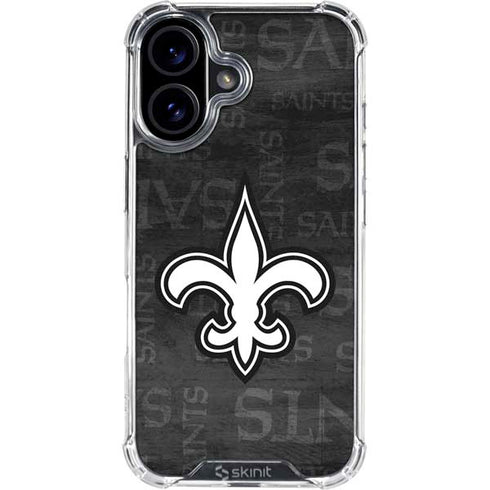 NFL New Orleans Saints Black & White iPhone 16 Plus Clear Case