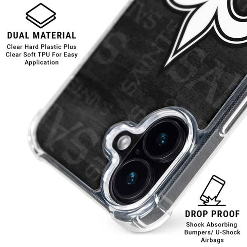 NFL New Orleans Saints Black & White iPhone 16 Plus MagSafe Case