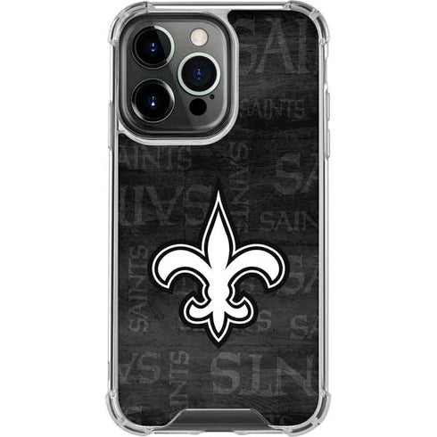 NFL New Orleans Saints Black & White iPhone 16 Pro Clear Case
