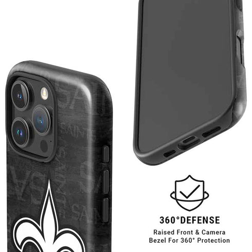 NFL New Orleans Saints Black & White iPhone 16 Pro Magsafe Impact Case