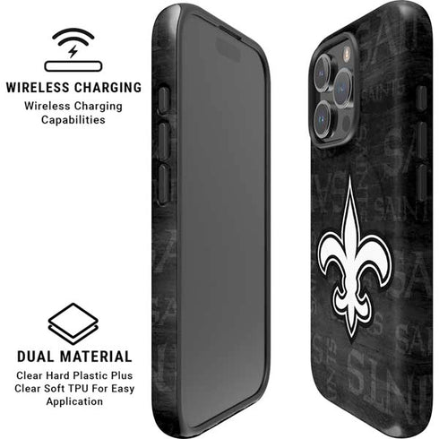 NFL New Orleans Saints Black & White iPhone 16 Pro Magsafe Impact Case