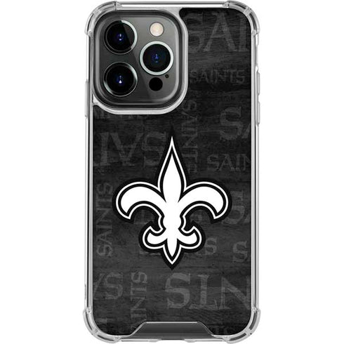 NFL New Orleans Saints Black & White iPhone 16 Pro Max Clear Case