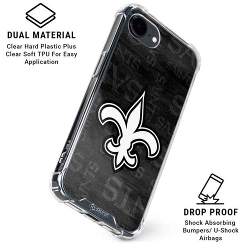 NFL New Orleans Saints Black & White iPhone 16e Clear Case