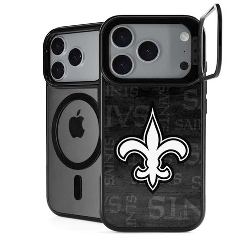 NFL New Orleans Saints Black & White iPhone 18 Pro Kickstand Case