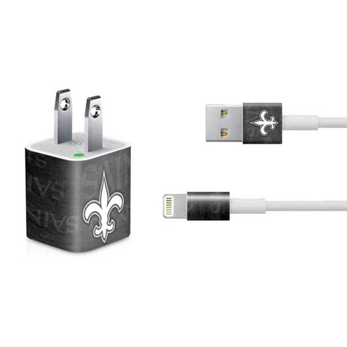 NFL New Orleans Saints Black & White iPhone Charger (5W USB) Skin