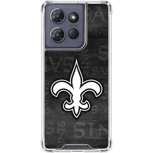 NFL New Orleans Saints Black & White Moto G 5G (2025) Clear Case