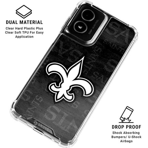 NFL New Orleans Saints Black & White Moto G Power 5G (2024) Clear Case