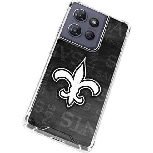 NFL New Orleans Saints Black & White Moto G Stylus 5G (2025) Clear Case