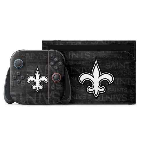 NFL New Orleans Saints Black & White Nintendo Switch 2 (2025) with Joy-Con Skin