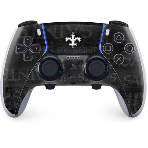 NFL New Orleans Saints Black & White PS5 DualSense Edge Pro Controller Skin