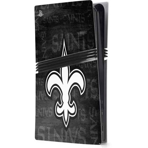 NFL New Orleans Saints Black & White PS5 Pro Console Skin
