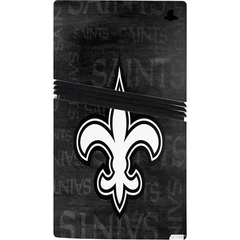 NFL New Orleans Saints Black & White PS5 Pro Console Skin