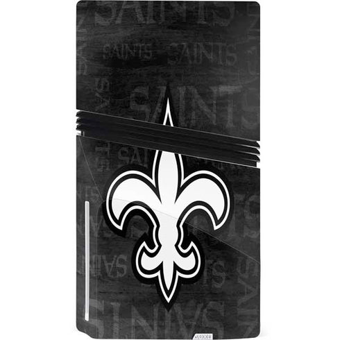 NFL New Orleans Saints Black & White PS5 Pro Disk Console Skin