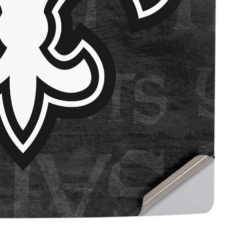 NFL New Orleans Saints Black & White PS5 Pro Disk Console Skin