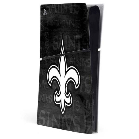 NFL New Orleans Saints Black & White PS5 Slim Digital Edition Console Skin