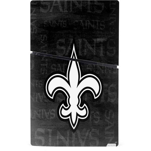 NFL New Orleans Saints Black & White PS5 Slim Digital Edition Console Skin