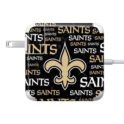 NFL New Orleans Saints Black Blast 85W Power Adapter (15 and 17 inch MacBook Pro Charger) Skin