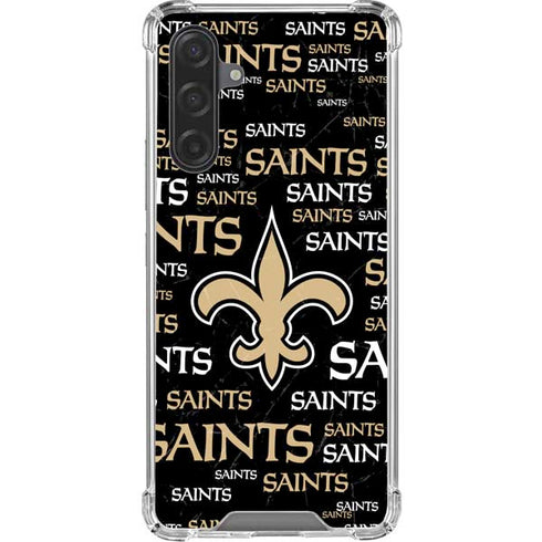 NFL New Orleans Saints Black Blast Galaxy A17 Clear Case