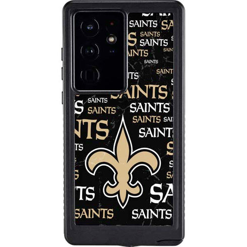 NFL New Orleans Saints Black Blast Galaxy S24 Ultra Waterproof Case