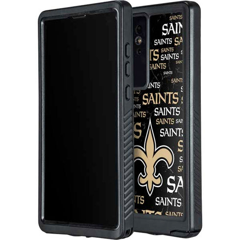 NFL New Orleans Saints Black Blast Galaxy S24 Ultra Waterproof Case