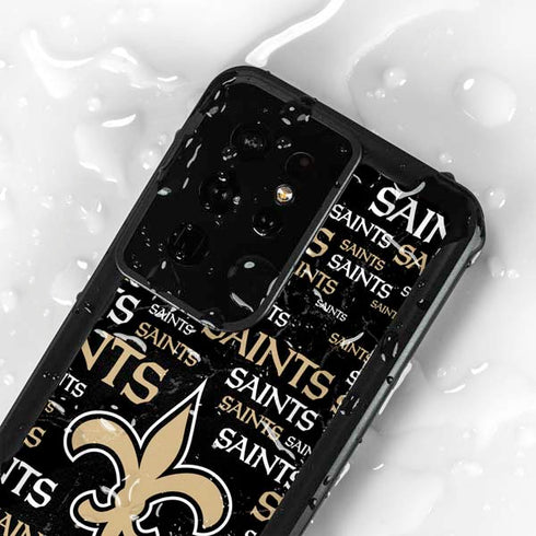 NFL New Orleans Saints Black Blast Galaxy S24 Ultra Waterproof Case