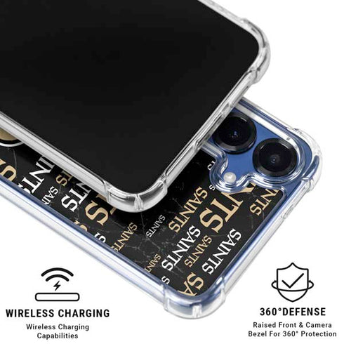 NFL New Orleans Saints Black Blast Galaxy S25 FE Clear Case