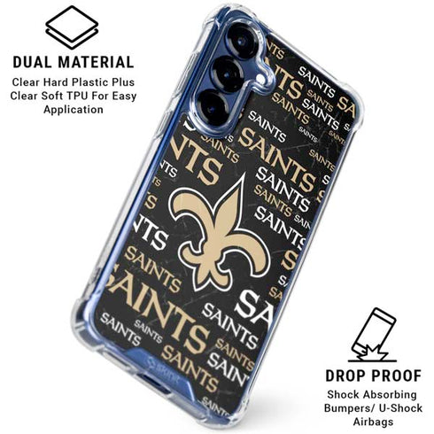 NFL New Orleans Saints Black Blast Galaxy S25 FE Clear Case