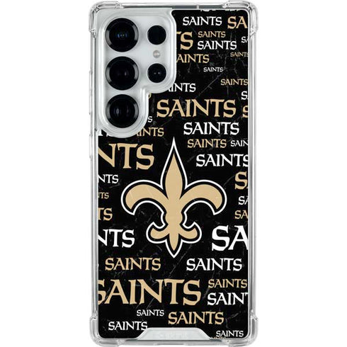 NFL New Orleans Saints Black Blast Galaxy S25 Ultra Clear Case