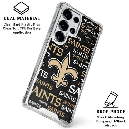 NFL New Orleans Saints Black Blast Galaxy S25 Ultra Clear Case
