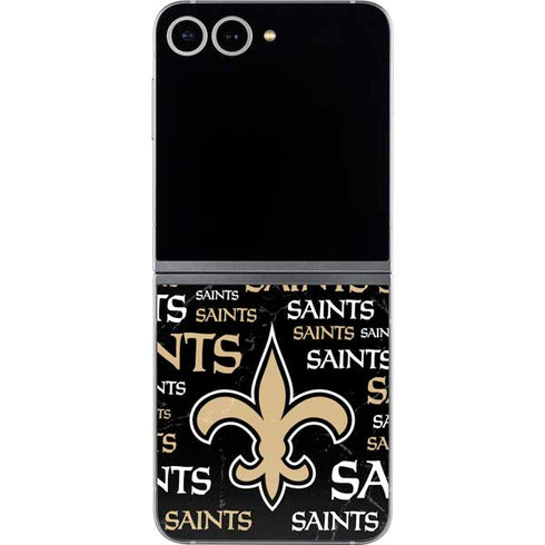 NFL New Orleans Saints Black Blast Galaxy Z Flip6 Skin