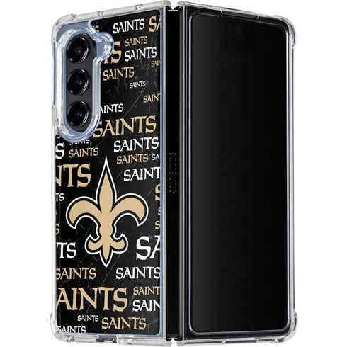 NFL New Orleans Saints Black Blast Galaxy Z Fold5 5G Clear Case