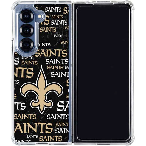 NFL New Orleans Saints Black Blast Galaxy Z Fold6 Clear Case
