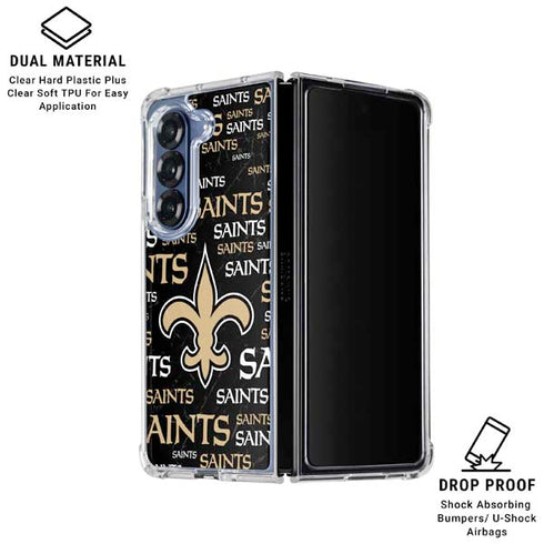 NFL New Orleans Saints Black Blast Galaxy Z Fold6 Clear Case