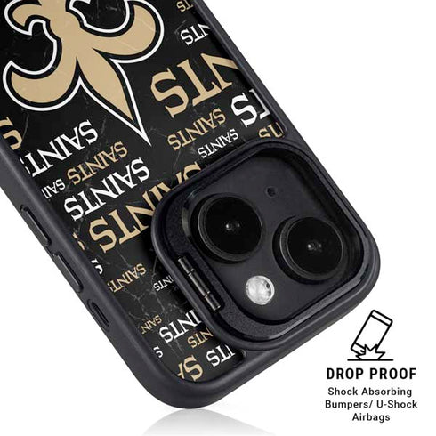 NFL New Orleans Saints Black Blast iPhone 14 Plus Kickstand Case