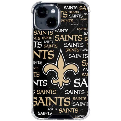 NFL New Orleans Saints Black Blast iPhone 15 Clear Case
